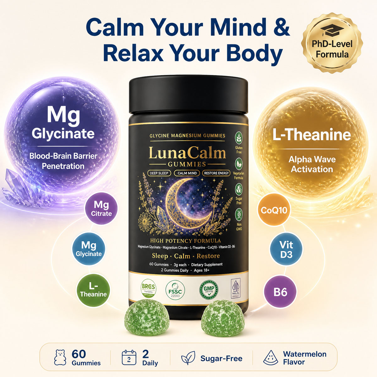 Private Label Magnesium Glycinate Gummies OEM: Custom L-Theanine Sleep Supplements Bulk Buy - Image 2