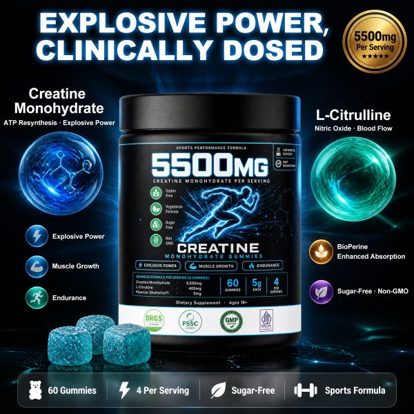 OEM Bulk Creatine Monohydrate Gummies 5500mg | Private Label Sports Supplement Formula Customization