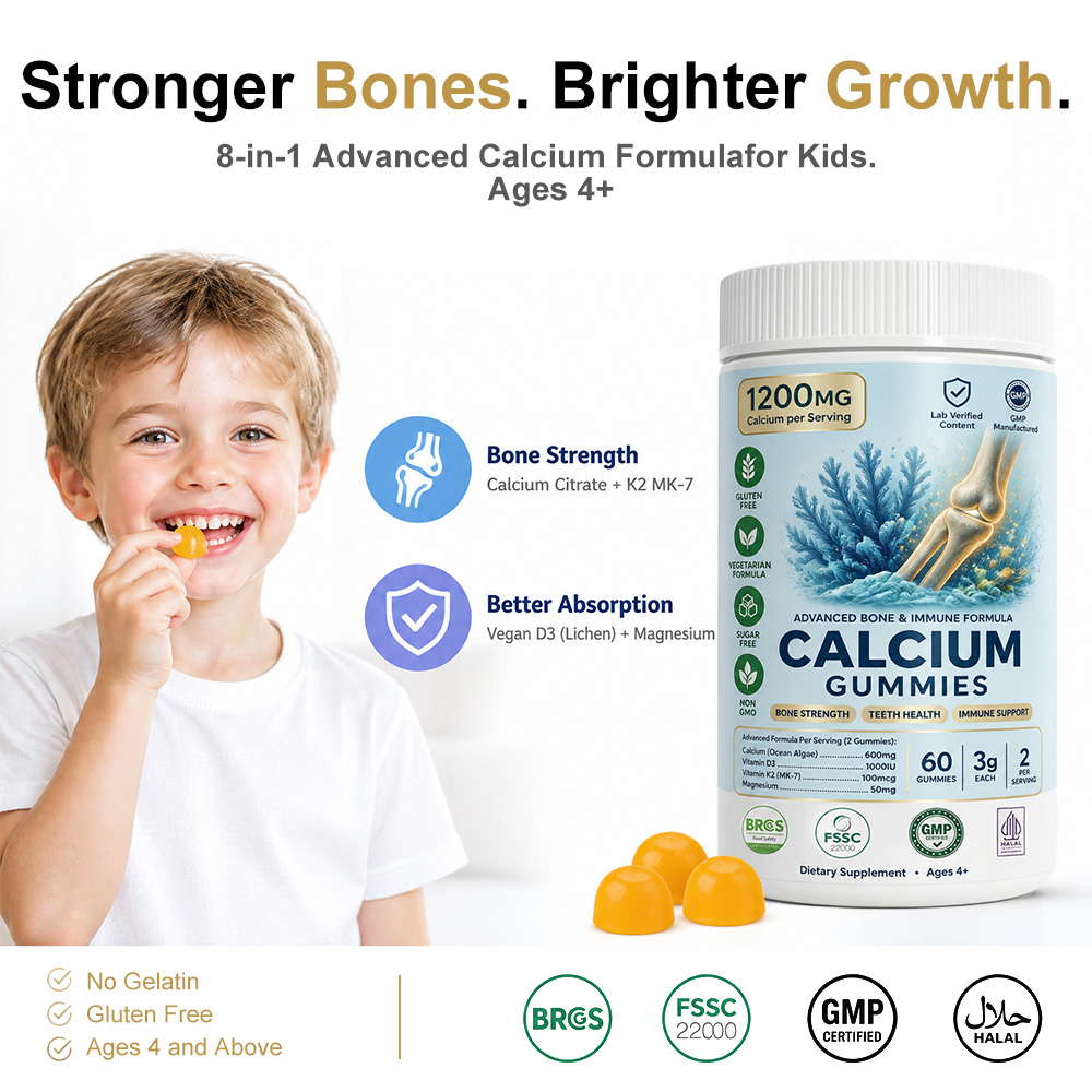 Private Label Calcium Gummies OEM: Custom 8-in-1 Bone Growth Matrix with Bioavailable Peptides - Image 3