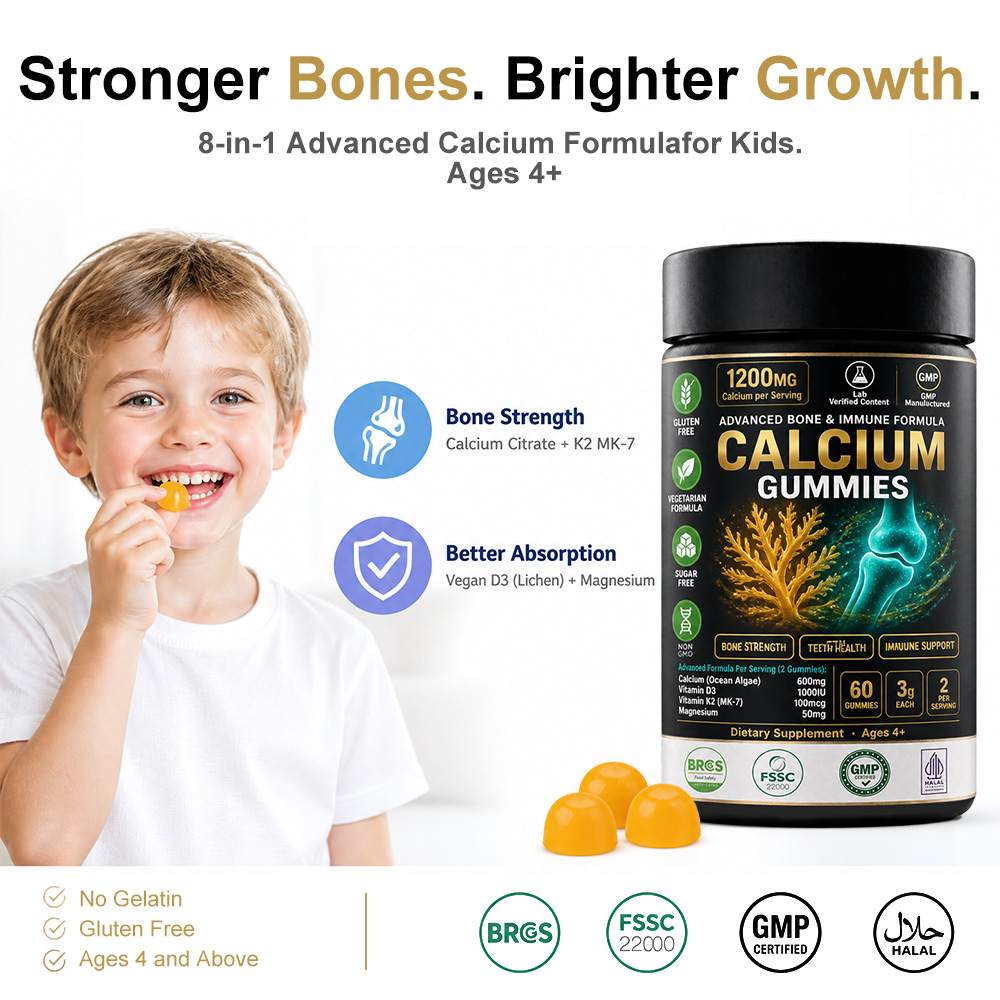 Premium Calcium Citrate Gummies Bulk: Custom Bioactive Peptide 8-in-1 Bone Matrix ODM - Image 3