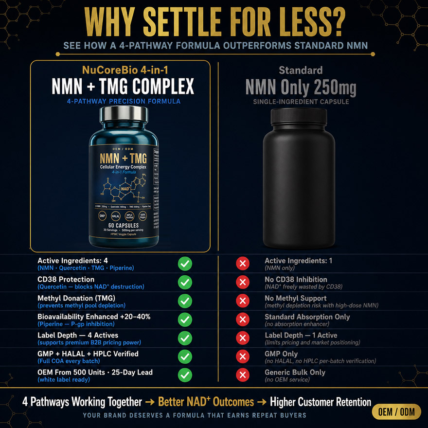 OEM NMN + TMG Cellular Energy Supplement | Custom Private Label NAD+ Booster Capsules | Anti-Aging Active Peptides Formula - Image 6