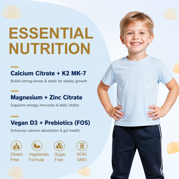 Private Label Calcium Gummies OEM: Custom 8-in-1 Bone Growth Matrix with Bioavailable Peptides
