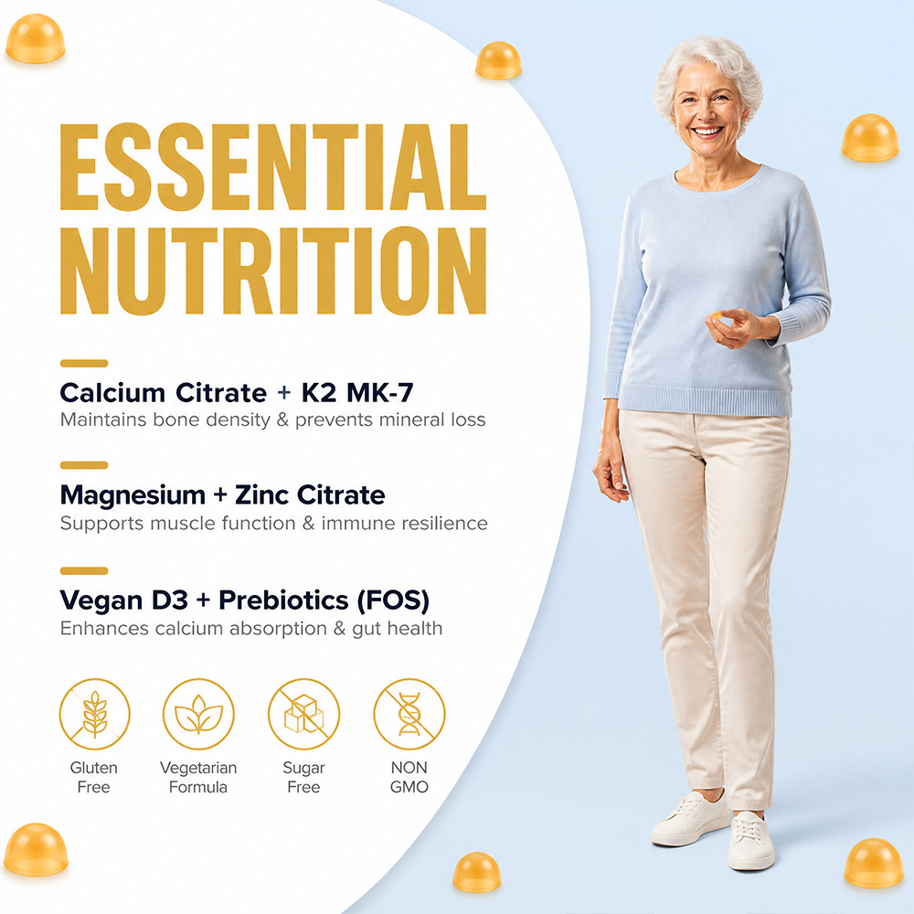 White Label Calcium Gummies for Seniors: Custom Bone Density Joint Support Supplement OEM - Image 4