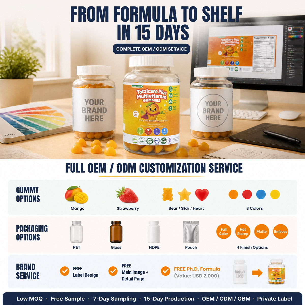 Custom Sugar-Free Active Peptide Multivitamin Kids Gummies: Low MOQ Supplement OEM/ODM B2B Solutions - Image 5