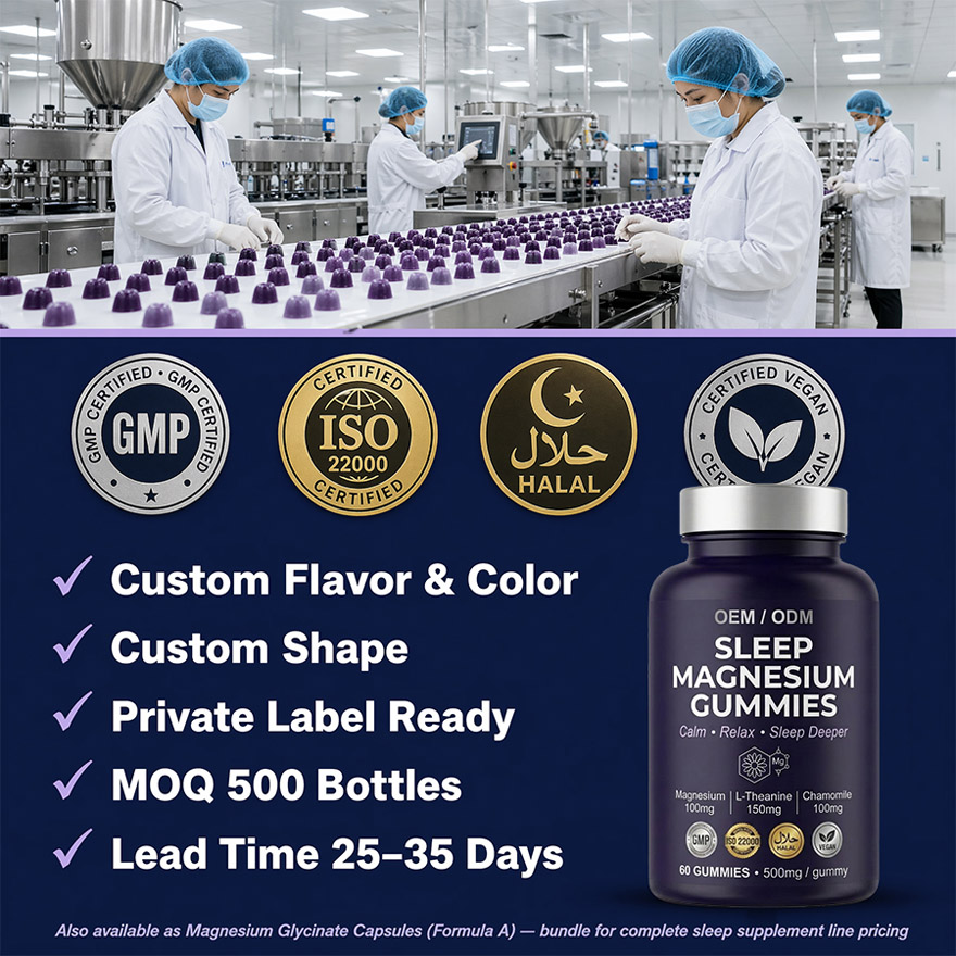 OEM Magnesium Glycinate Sleep Gummies  | Individually packaged | Bulk Private Label Active Peptide Supplement | Custom Formula Anti-Aging Relax Vitamin - Image 8