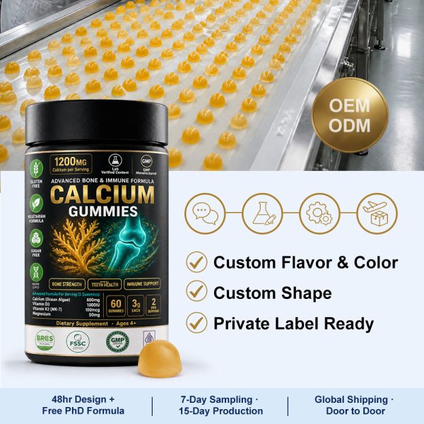 Premium Calcium Citrate Gummies Bulk: Custom Bioactive Peptide 8-in-1 Bone Matrix ODM