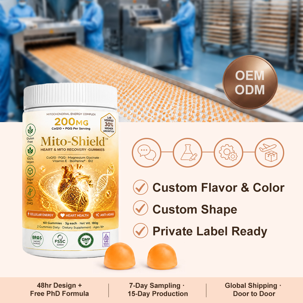 Mito-Shield™ CoQ10 PQQ Gummies OEM: Bulk Private Label Mitochondrial Energy Heart Health Supplement Manufacturer - Image 6
