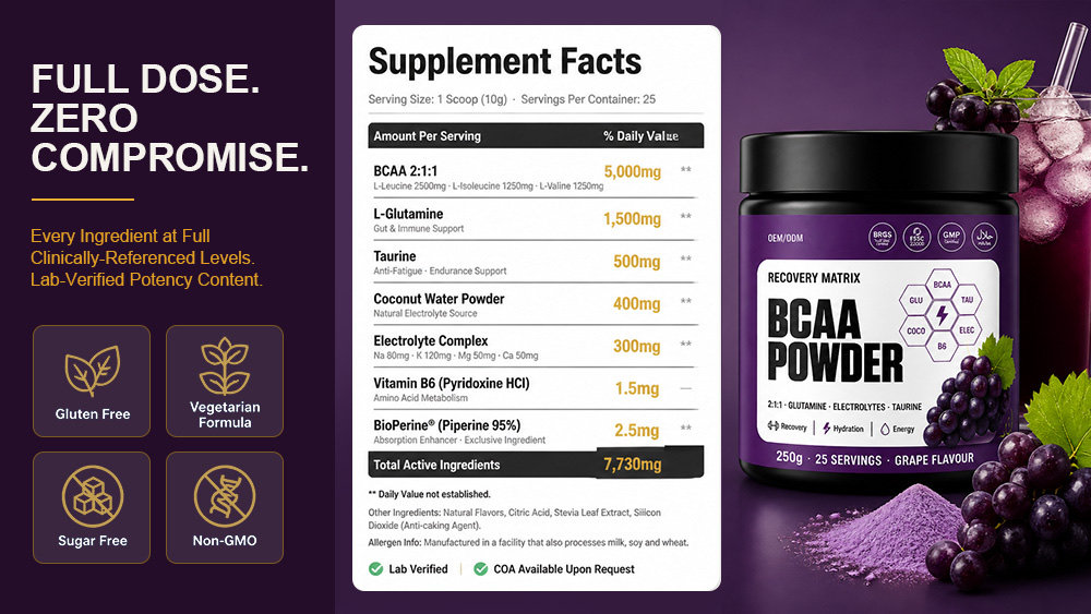 BCAA amino acid powder grape flavor private label product detail 7