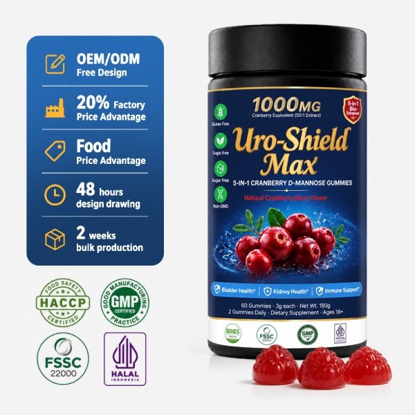Cranberry D-mannose urinary tract support gummies OEM product image 2