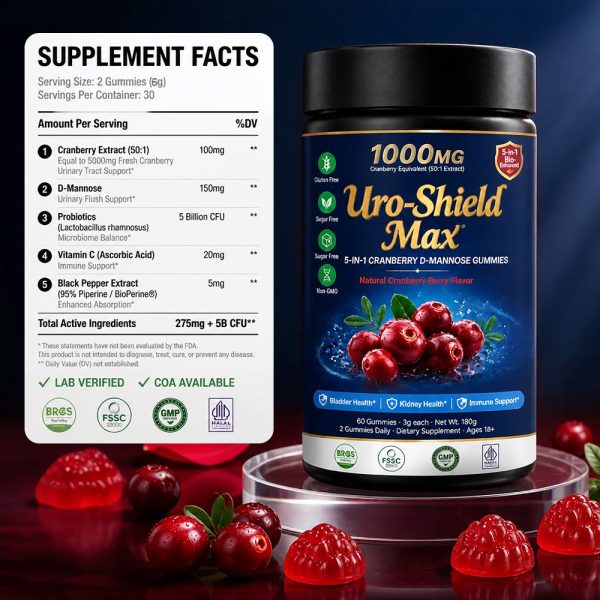 Cranberry D-mannose urinary tract support gummies OEM product image 7