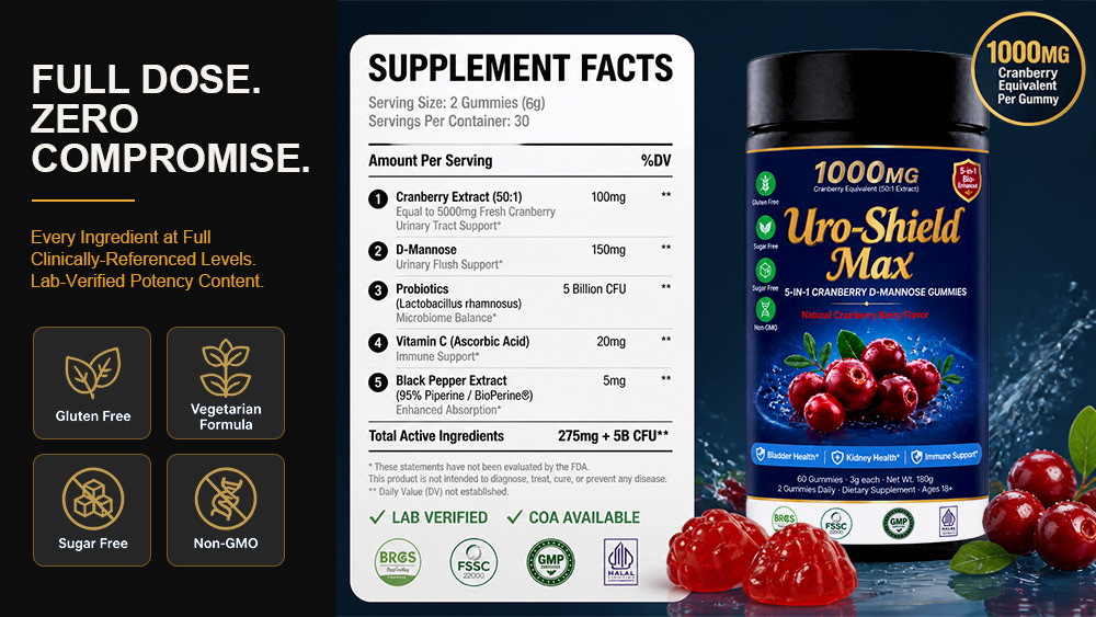 Cranberry D-mannose urinary tract support gummies OEM product image 8
