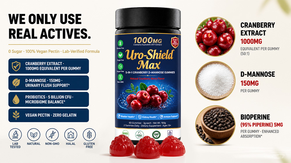 Cranberry D-mannose urinary tract support gummies OEM product image 9