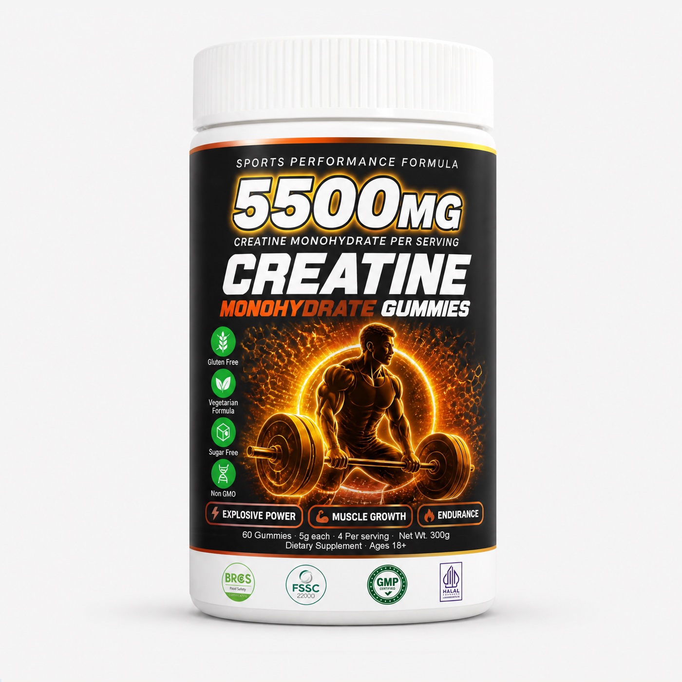 Private label creatine supplement packaging example