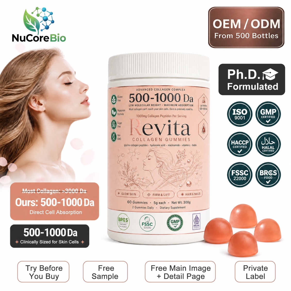 Optimized collagen gummies private label OEM product image