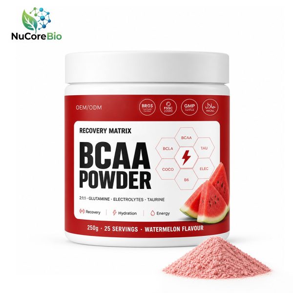 Private label BCAA amino acid powder watermelon flavor white jar OEM ODM