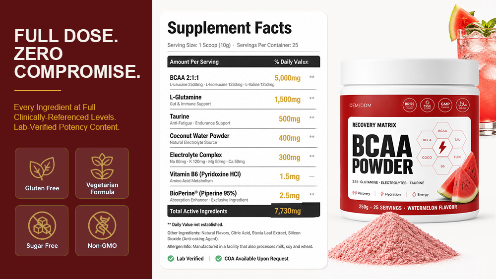 BCAA amino acid powder watermelon flavor private label product detail 7