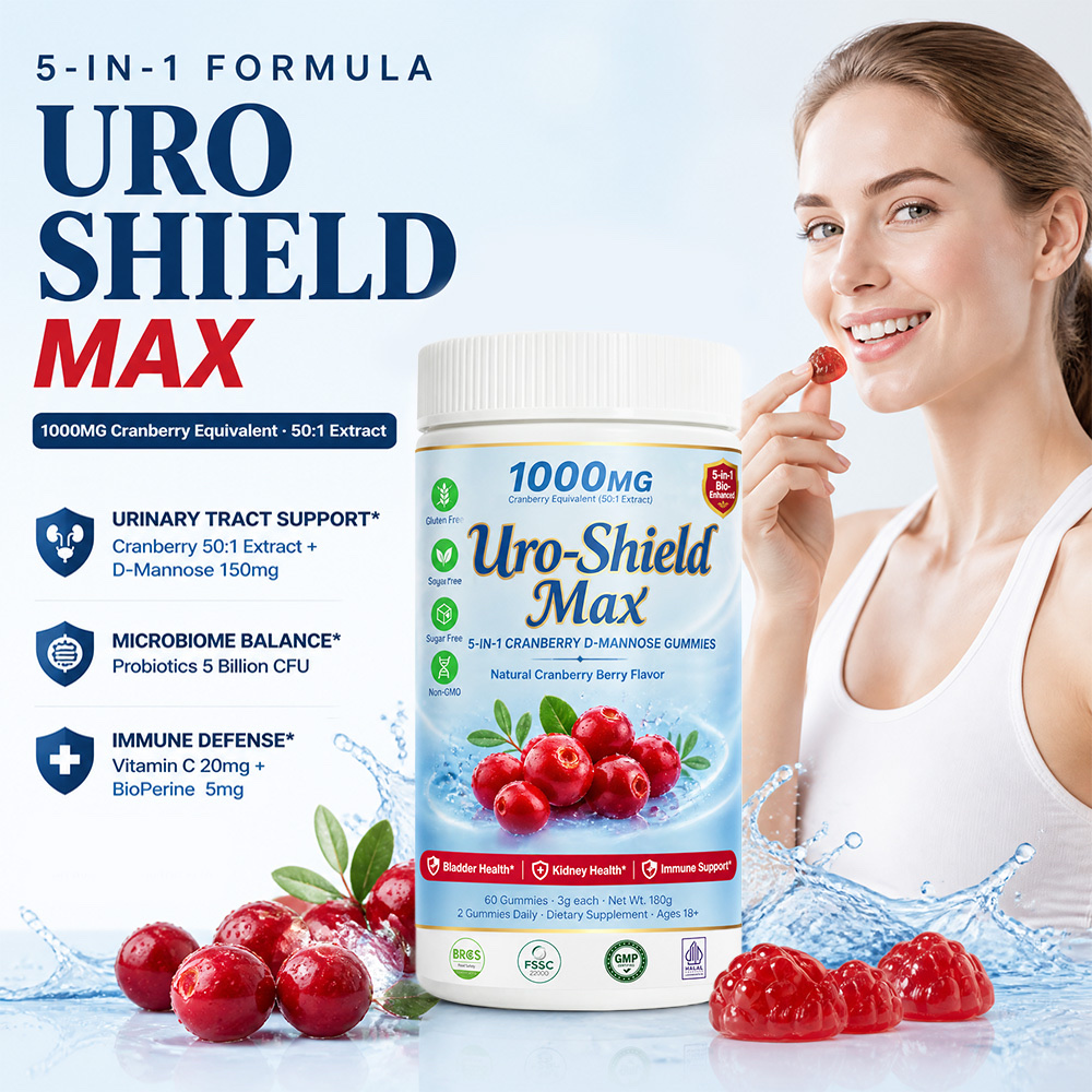 White bottle cranberry D-mannose urinary tract support gummies OEM product detail 4
