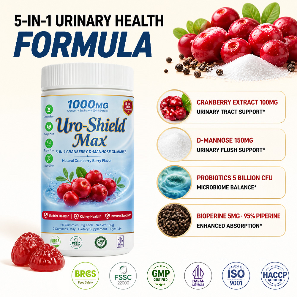 White bottle cranberry D-mannose urinary tract support gummies OEM product detail 6