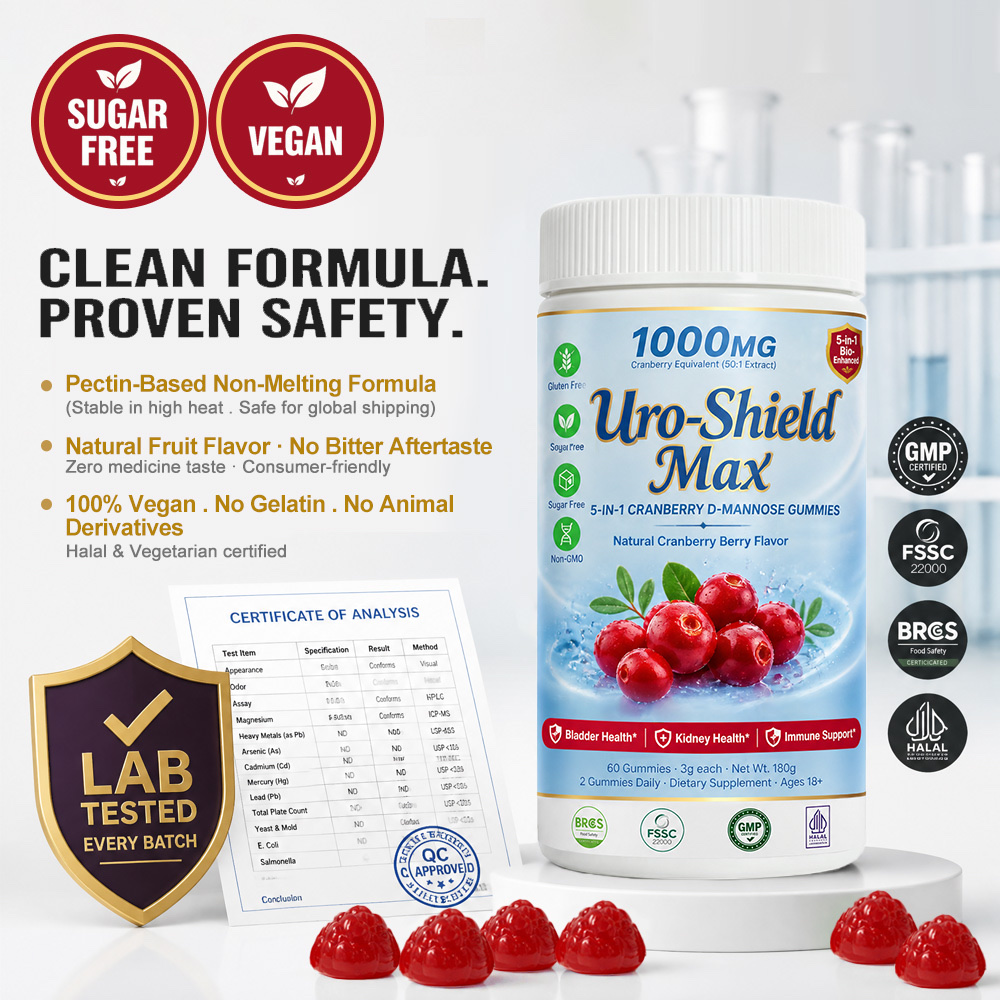 White bottle cranberry D-mannose urinary tract support gummies OEM product detail 10