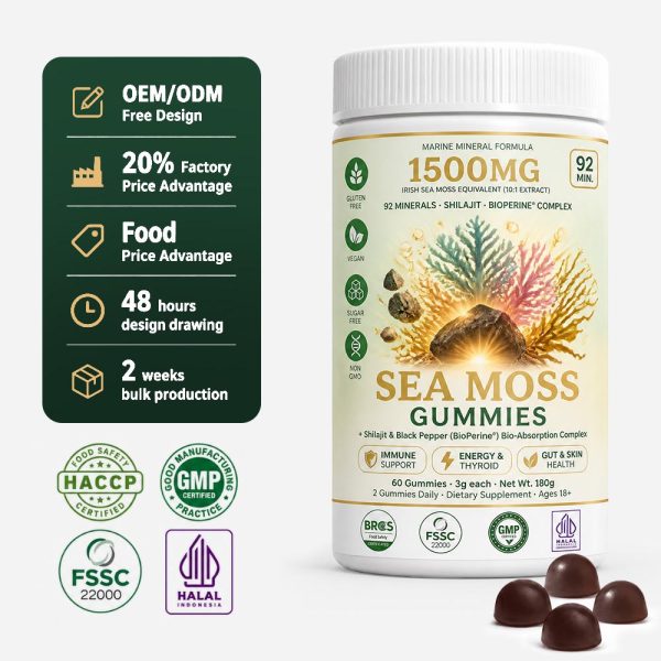 Private Label Irish Sea Moss Shilajit Gummies Bulk | Custom Mineral Formula Supplement Manufacturer