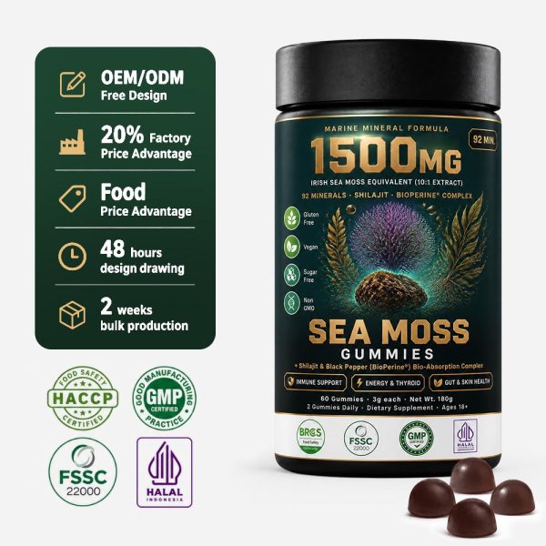 OEM Active Peptide Sea Moss Shilajit Gummies Bulk | Custom Mineral Supplement Contract Manufacturer