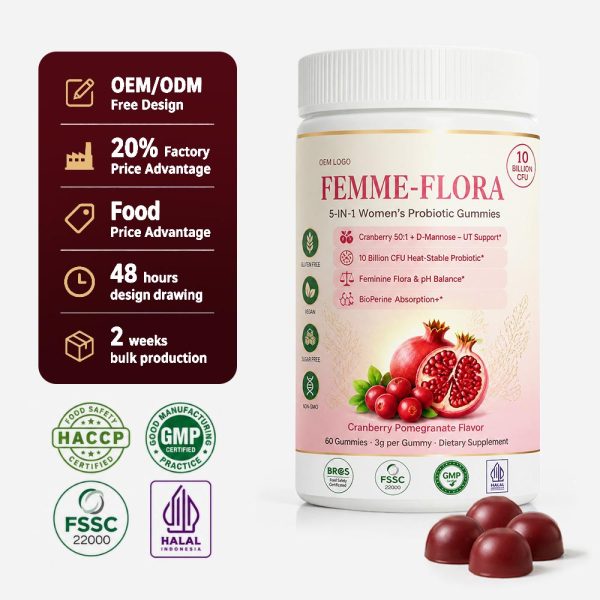 Private Label Women Probiotic Gummies Bulk | Custom Cranberry D-Mannose Supplement OEM/ODM