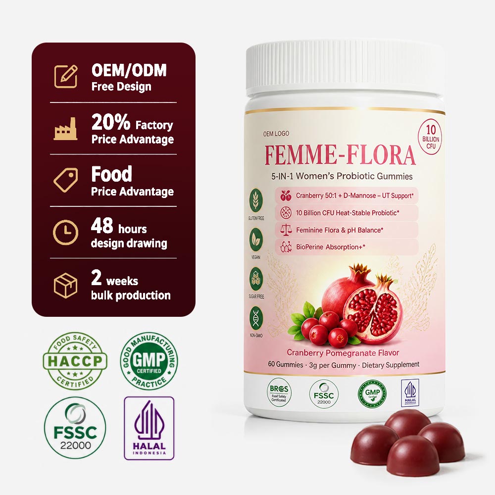 Private Label Women Probiotic Gummies Bulk | Custom Cranberry D-Mannose Supplement OEM/ODM - Image 2