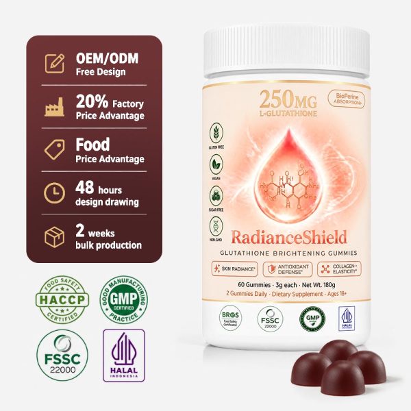 Bulk Glutathione Collagen Gummies Private Label | Custom Skin Brightening Supplement OEM/ODM