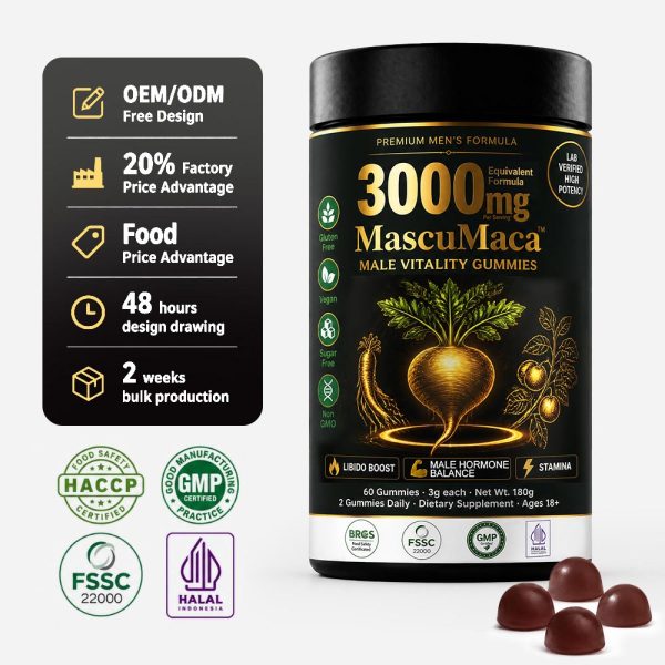 Private Label Maca Tongkat Ali Gummies | Factory Direct Male Supplement OEM Customization