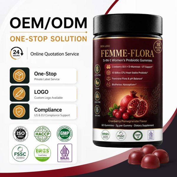 Bulk Women Probiotic Gummies Private Label | Custom Cranberry Peptide Supplement OEM/ODM