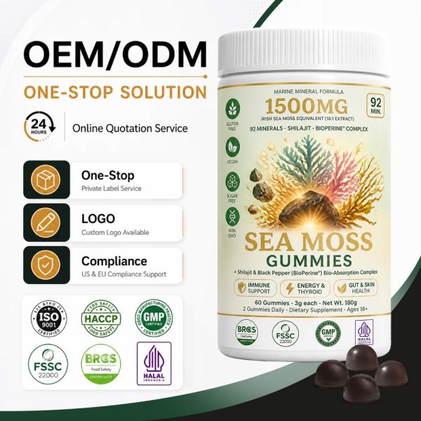 Private Label Irish Sea Moss Shilajit Gummies Bulk | Custom Mineral Formula Supplement Manufacturer