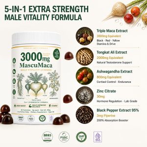 Bulk MascuMaca Gummies 3000mg | Private Label Male Vitality Supplement OEM/ODM - Image 2