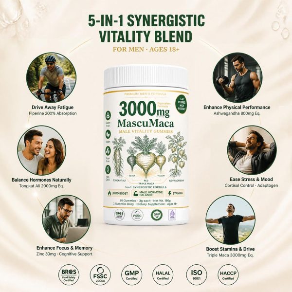 Bulk MascuMaca Gummies 3000mg | Private Label Male Vitality Supplement OEM/ODM