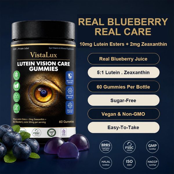 Private Label Lutein Vision Care Gummies | Eye Vitamin Bulk OEM Supplement Contract Manufacturer