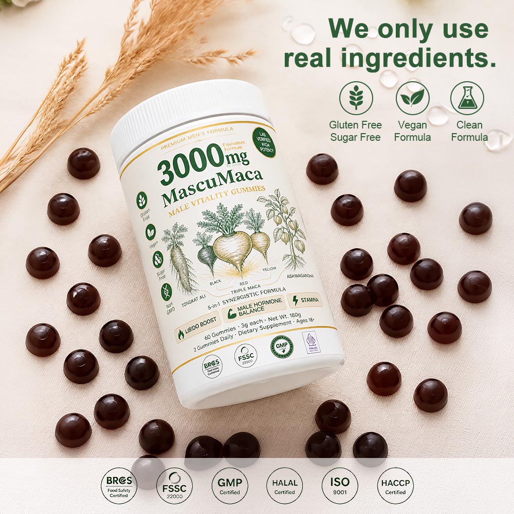 Bulk MascuMaca Gummies 3000mg | Private Label Male Vitality Supplement OEM/ODM - Image 5