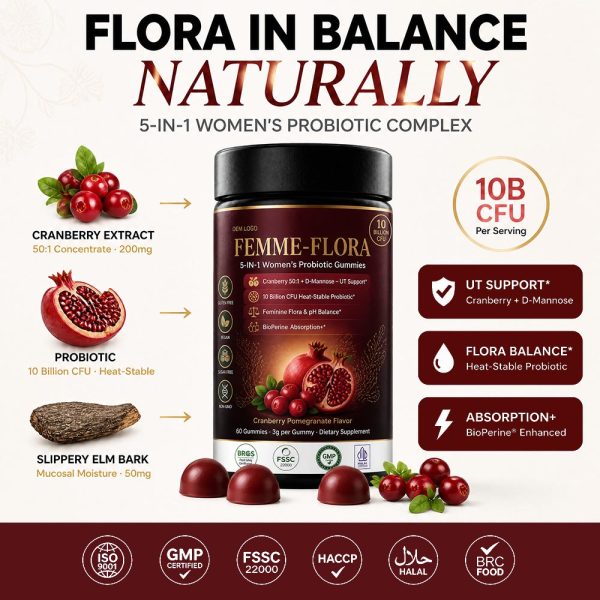 Bulk Women Probiotic Gummies Private Label | Custom Cranberry Peptide Supplement OEM/ODM