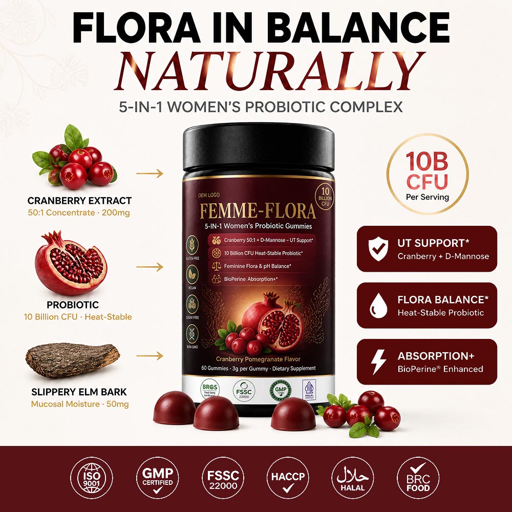 Bulk Women Probiotic Gummies Private Label | Custom Cranberry Peptide Supplement OEM/ODM - Image 6