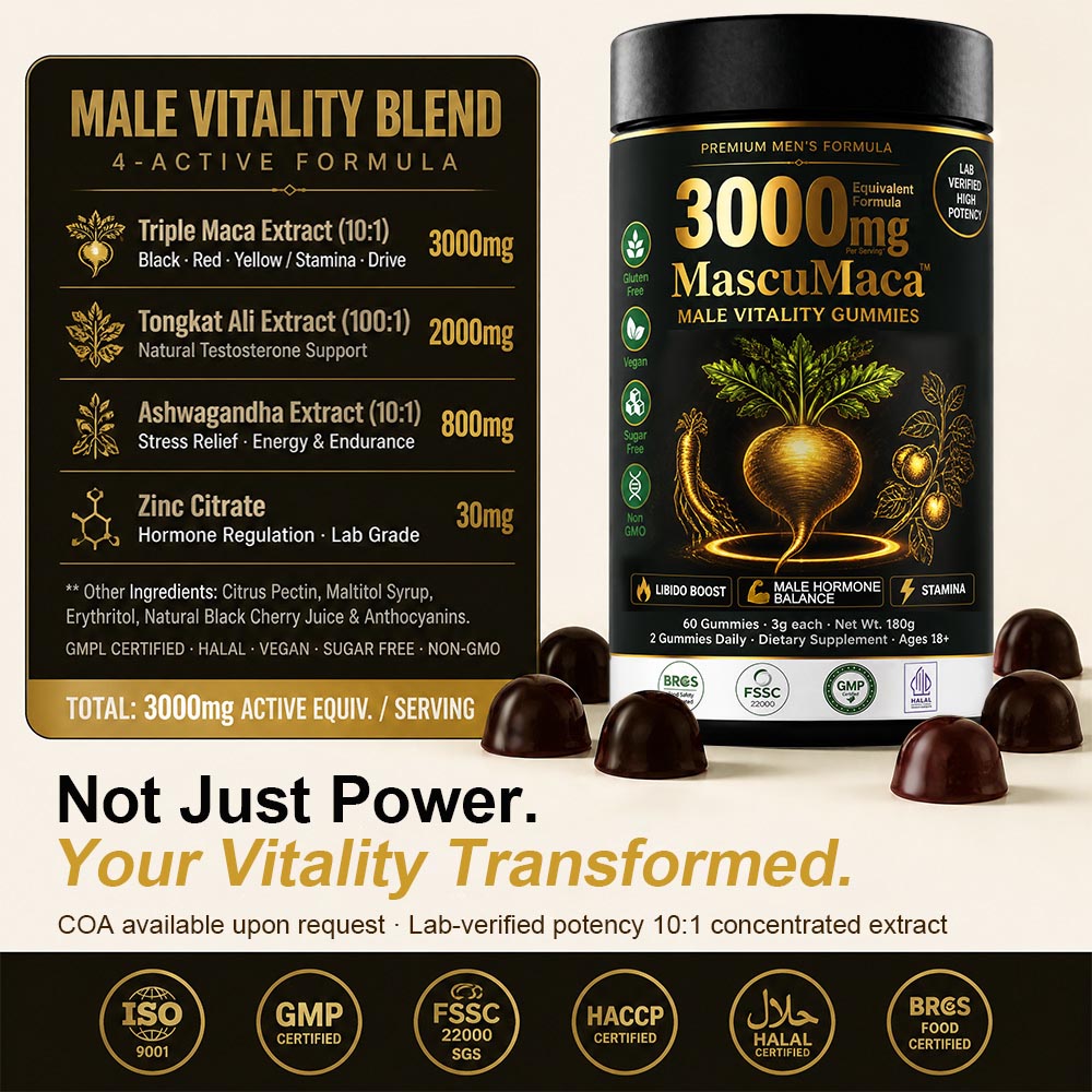 Private Label Maca Tongkat Ali Gummies | Factory Direct Male Supplement OEM Customization - Image 8