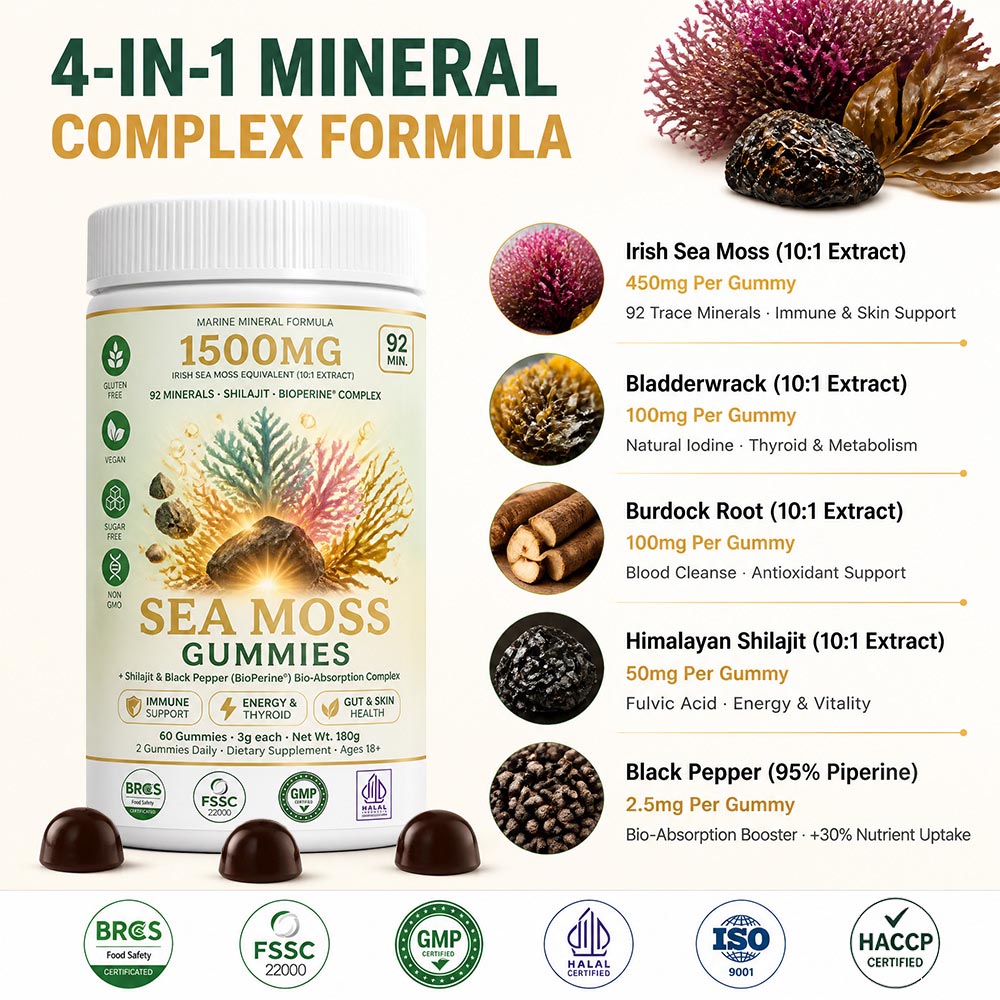 Private Label Irish Sea Moss Shilajit Gummies Bulk | Custom Mineral Formula Supplement Manufacturer - Image 7