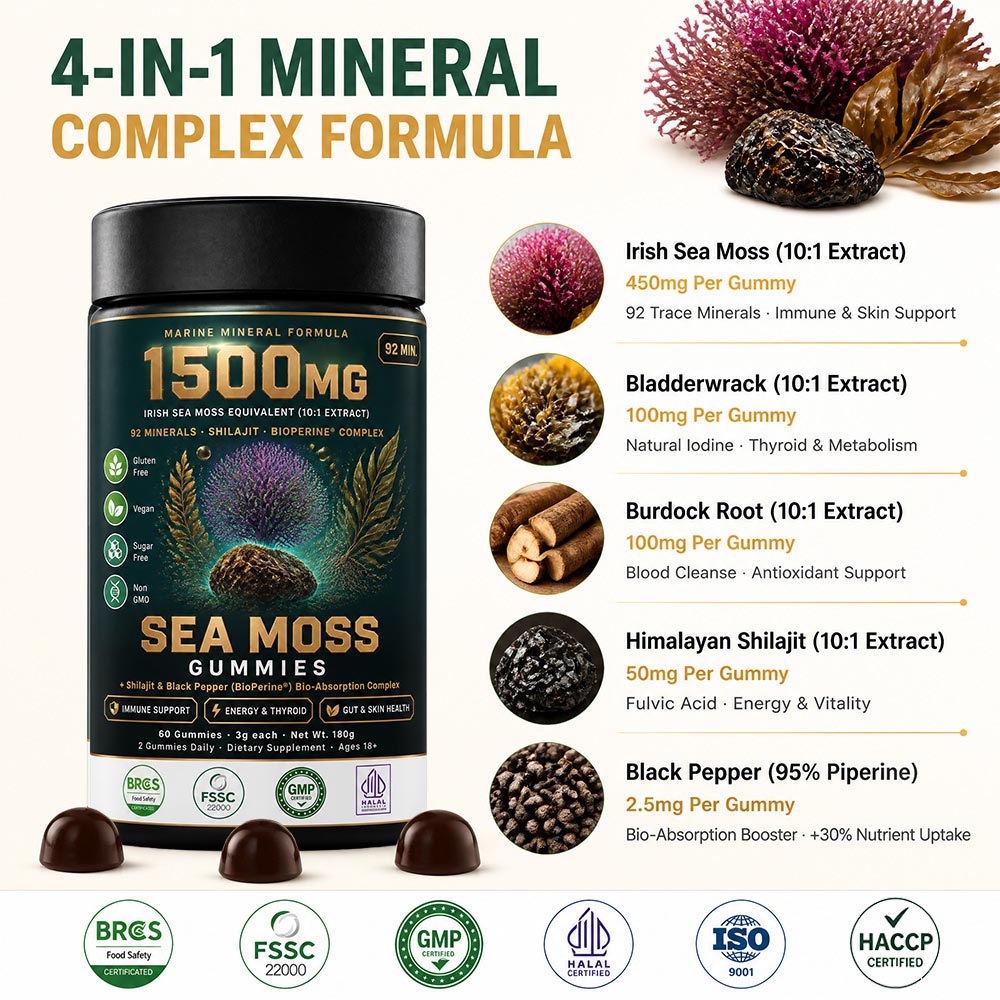 OEM Active Peptide Sea Moss Shilajit Gummies Bulk | Custom Mineral Supplement Contract Manufacturer - Image 7
