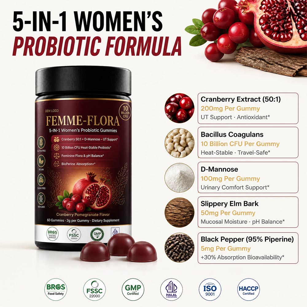 Bulk Women Probiotic Gummies Private Label | Custom Cranberry Peptide Supplement OEM/ODM - Image 7