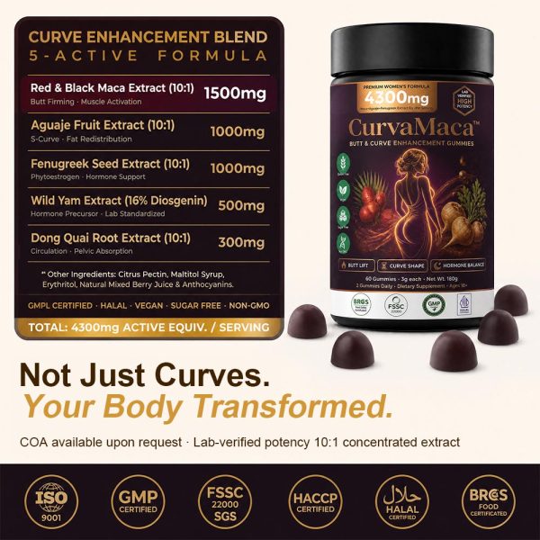 Private Label Maca Gummy for Butt Enhancement Low MOQ Custom Supplement Manufacturing