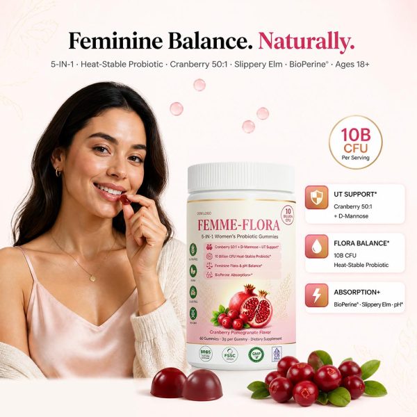 Private Label Women Probiotic Gummies Bulk | Custom Cranberry D-Mannose Supplement OEM/ODM