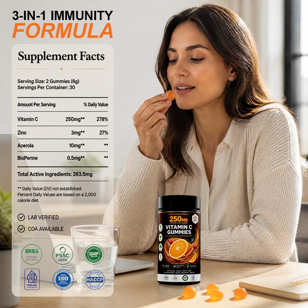 Private Label Vitamin C Gummies with Zinc Peptide | Custom Formulations Low MOQ OEM/ODM - Image 7