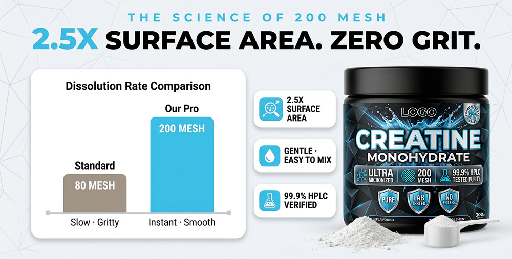 Bulk Creatine Monohydrate Powder Private Label | Black Jar Sports Nutrition OEM Manufacturer packaging checklist detail image