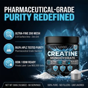 Bulk Creatine Monohydrate Powder Private Label | Black Jar Sports Nutrition OEM Manufacturer - main image 2