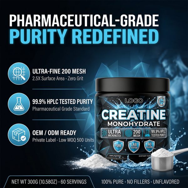 Bulk Creatine Monohydrate Powder Private Label | Black Jar Sports Nutrition OEM Manufacturer - main image 2