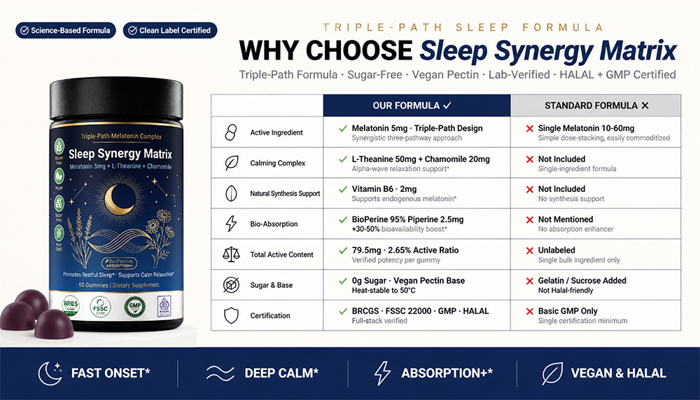 Bulk Melatonin Gummies Private Label Manufacturer | Black Bottle Sleep Support Gummy OEM additional detail image 4