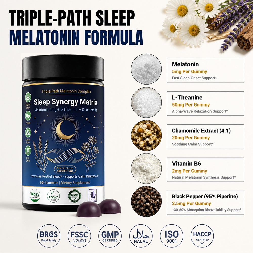 Bulk Melatonin Gummies Private Label Manufacturer | Black Bottle Sleep Support Gummy OEM - main image 4