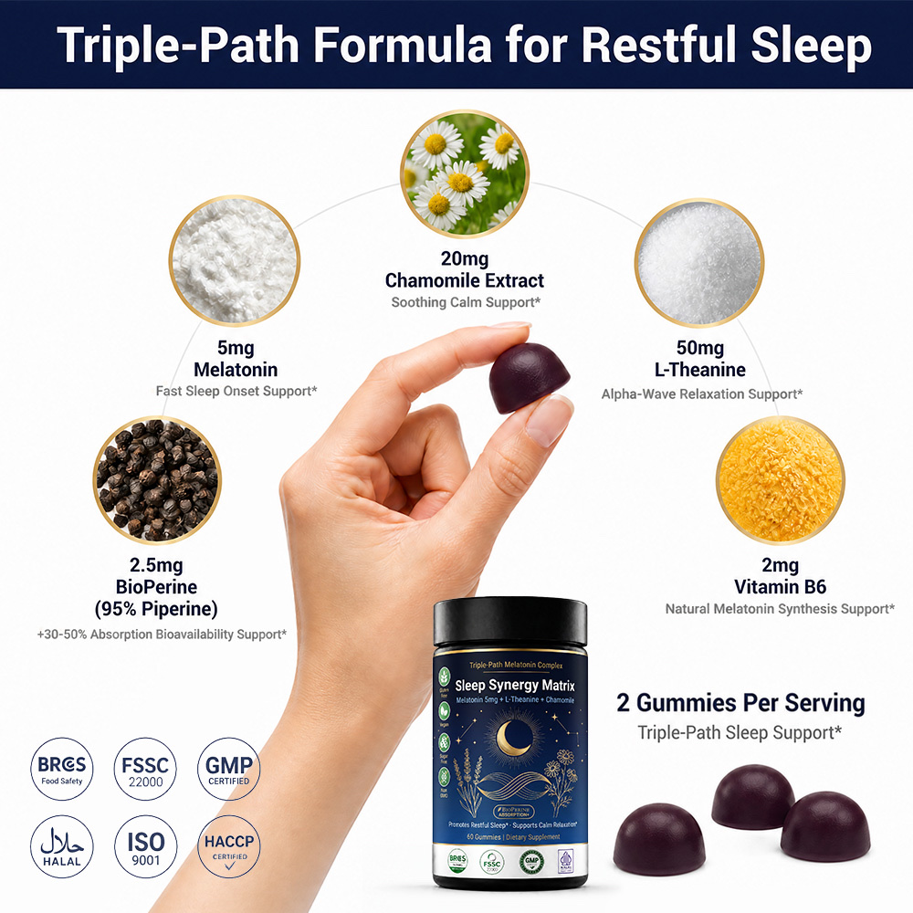 Bulk Melatonin Gummies Private Label Manufacturer | Black Bottle Sleep Support Gummy OEM - main image 6